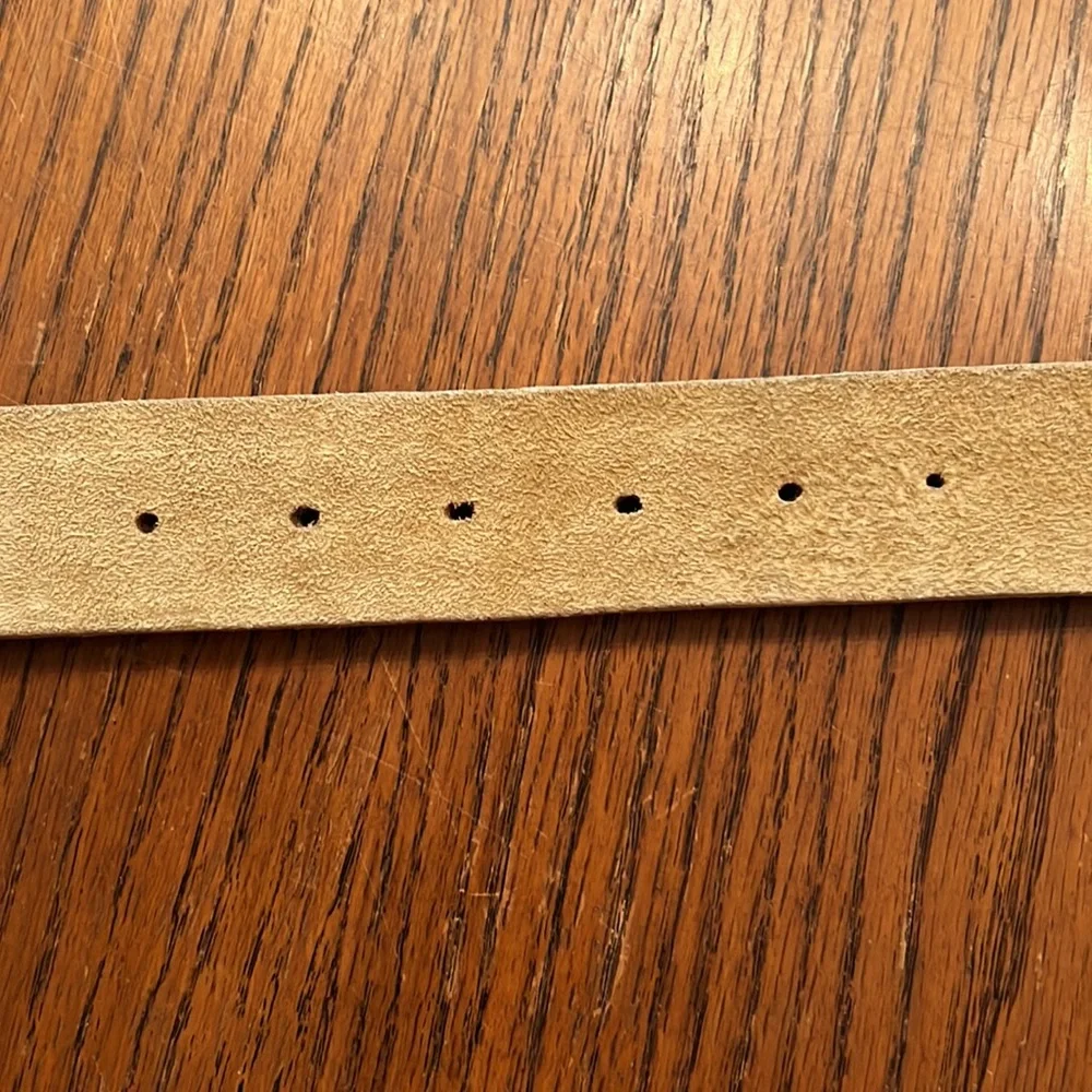 LeatherRock Vintage Tan Leather Belt W/ Burgundy Studs And Multi-colored Rock L
